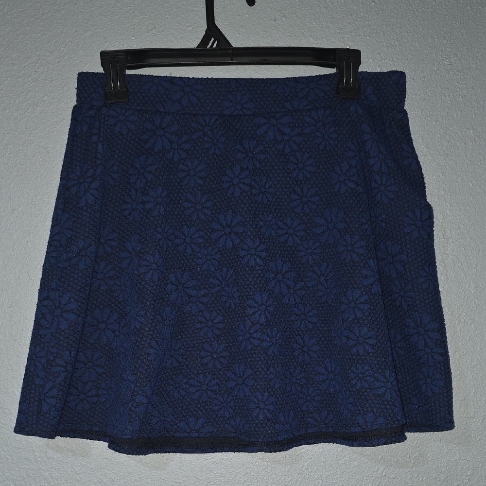 Elegant Blue Floral Women's Skirt With Pockets
